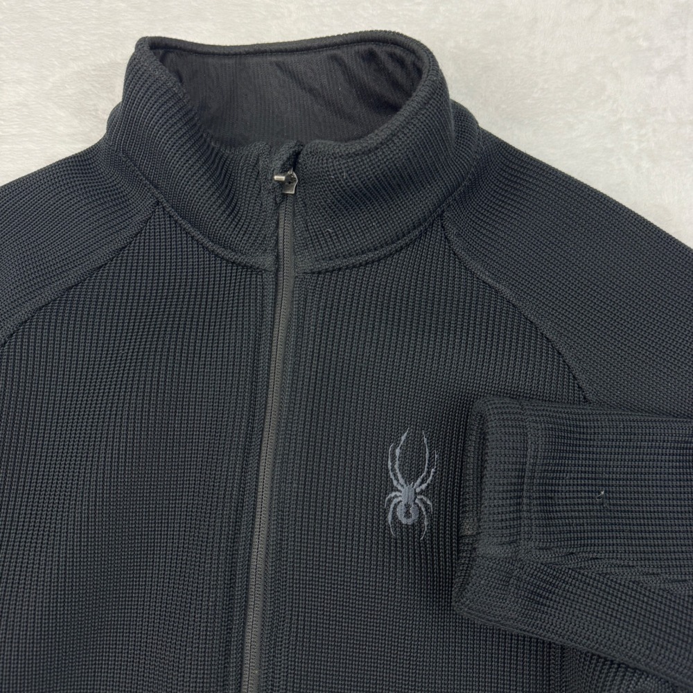 Spyder Mens Core Sweater Full Zip Jacket Black Fleece Lined Mock Neck Medium